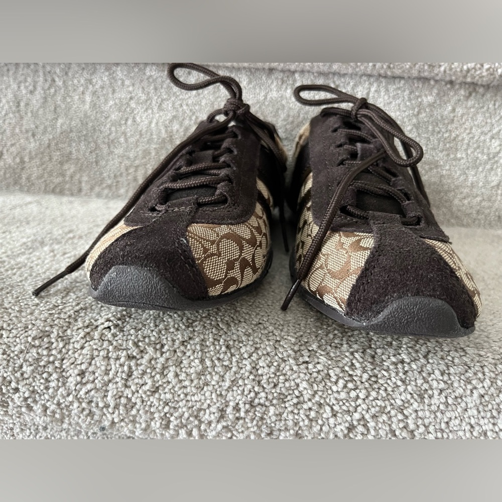 Coach Kathleen Signature Sneakers women size 8.5 tan brown - Picture 3 of 11